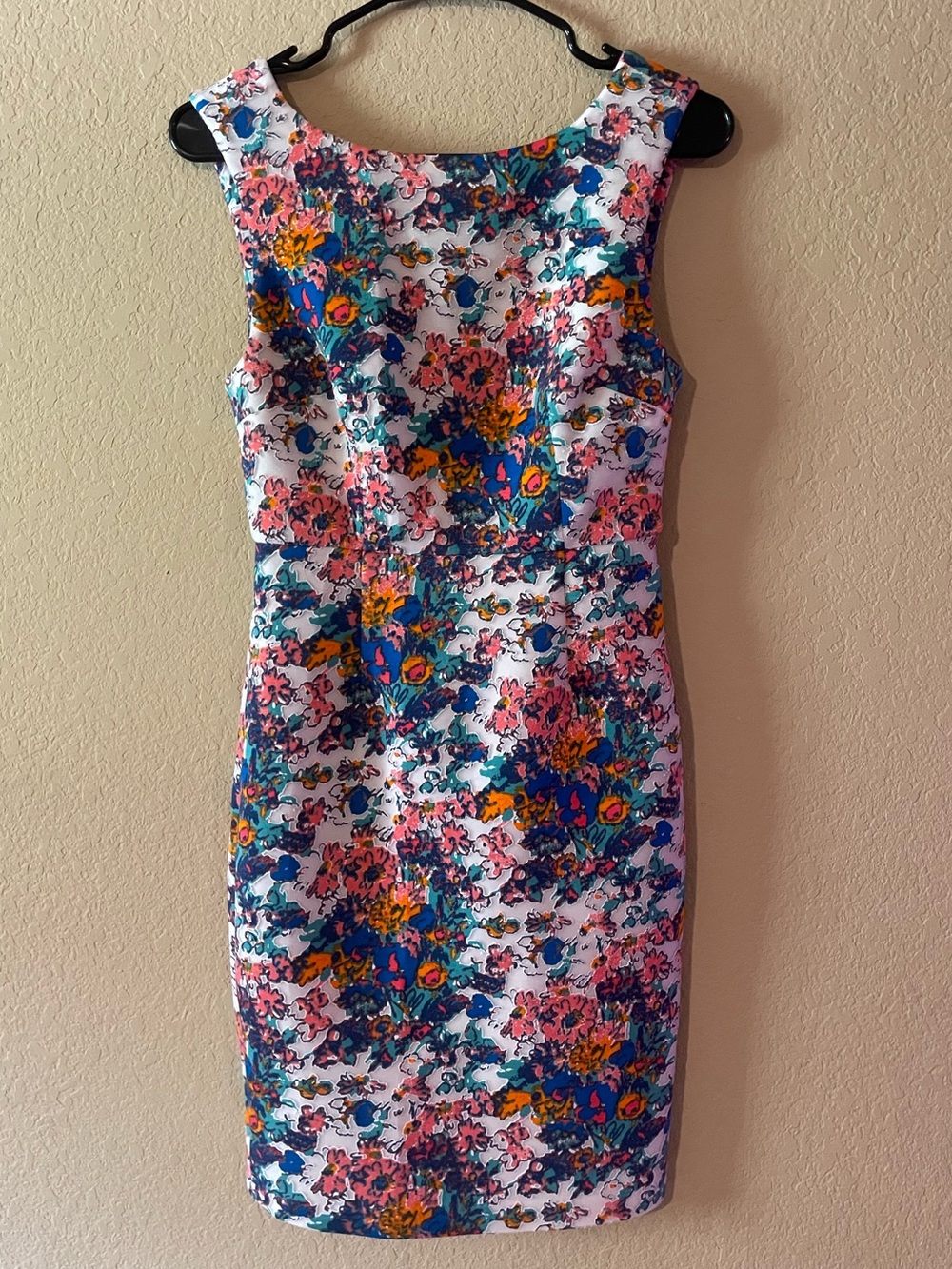 Plenty by Tracy Reese White Midi Dress with Blue, Pink & Yellow Floral Print